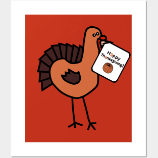 Turkey says Happy Thanksgiving Posters and Art